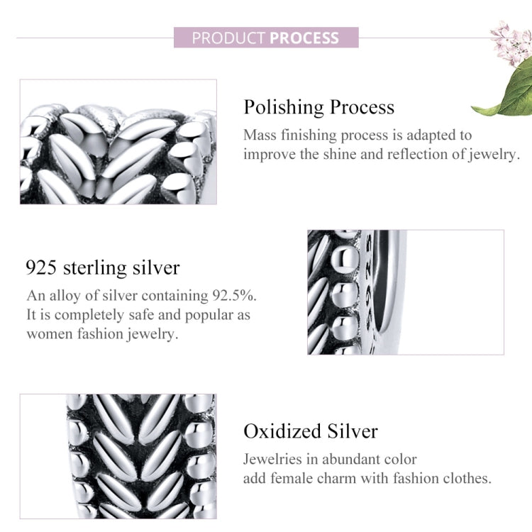 S925 Sterling Silver Wheat Ears Beads Retro Beaded DIY Girls Bracelet Accessories Reluova