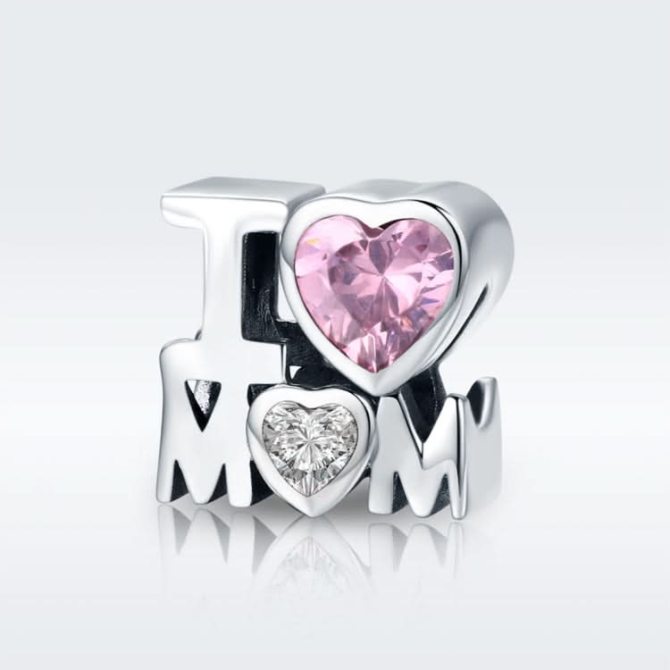 S925 Sterling Silver M Letter Pink Heart-shaped Platinum Plated Pendant