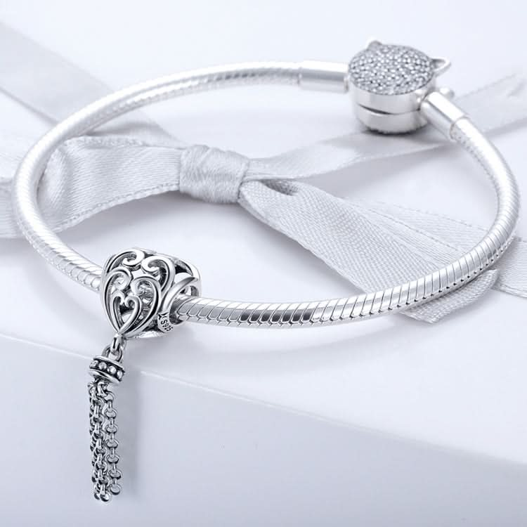 S925 Sterling Silver Love Heart-shaped Silver Beads