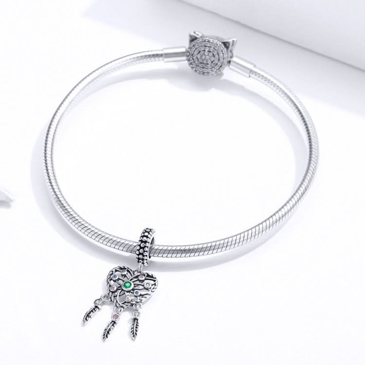 S925 Sterling Silver Love Tassel Dream Catcher Pendant DIY Bracelet Accessories Reluova