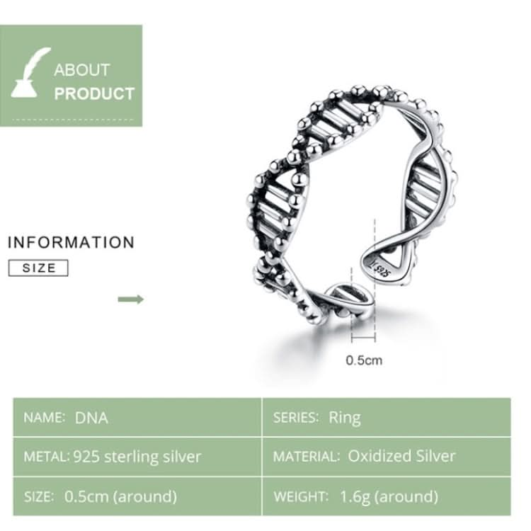 S925 Sterling Silver Ring Vintage Open Ring DNA Shape Ring Reluova