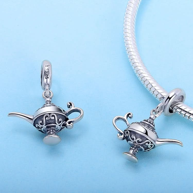 S925 Sterling Silver Magic Lamp Hip Flask Beaded DIY Bracelet Charm