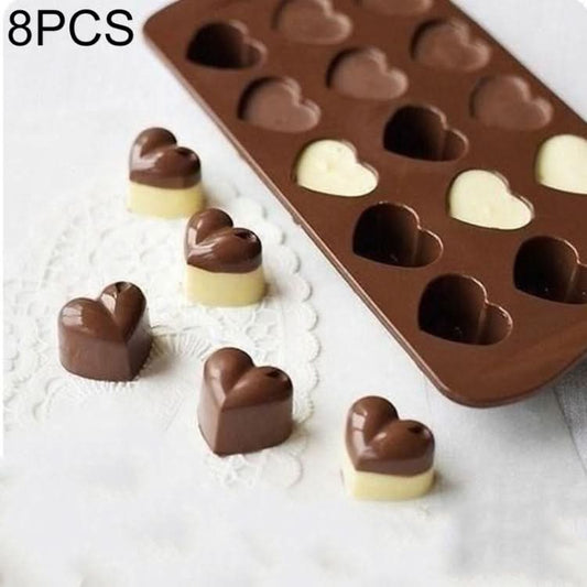 8 PCS Silicone Love Shape 15 Grid Cake Chocolate Ice Tray Mold-Reluova