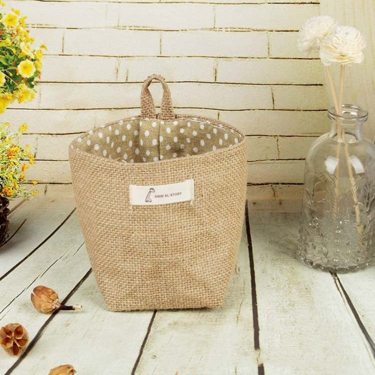 Cotton and Linen Cloth Art Flowerpot Small Sack Hanging Storage Basket