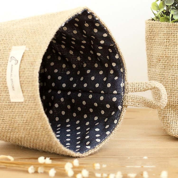 Cotton and Linen Cloth Art Flowerpot Small Sack Hanging Storage Basket