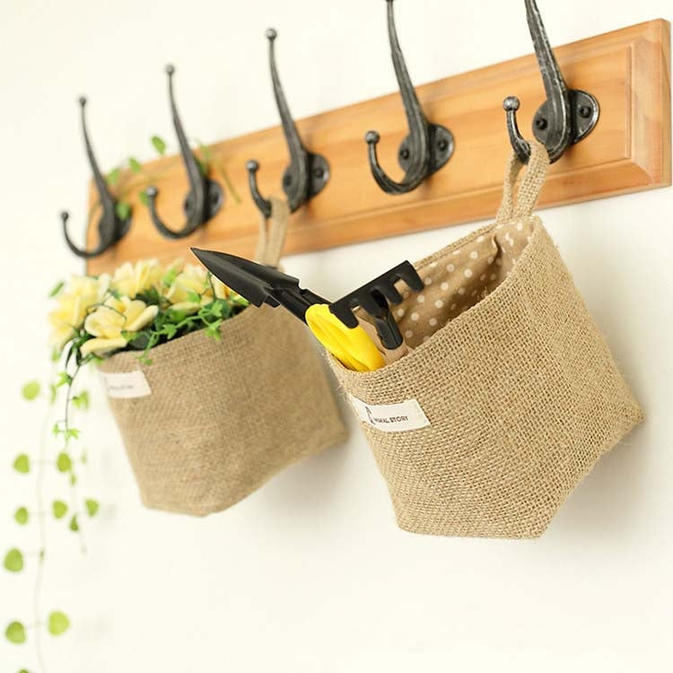 Cotton and Linen Cloth Art Flowerpot Small Sack Hanging Storage Basket