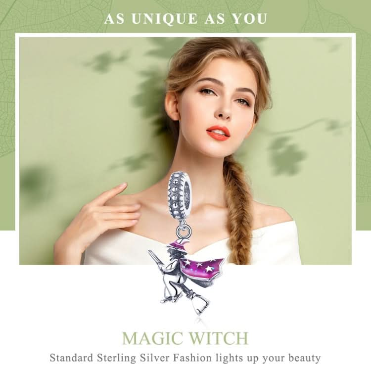 S925 Sterling Silver Magic Witch Broom Pendant Dripping Oil DIY Bracelet Accessories