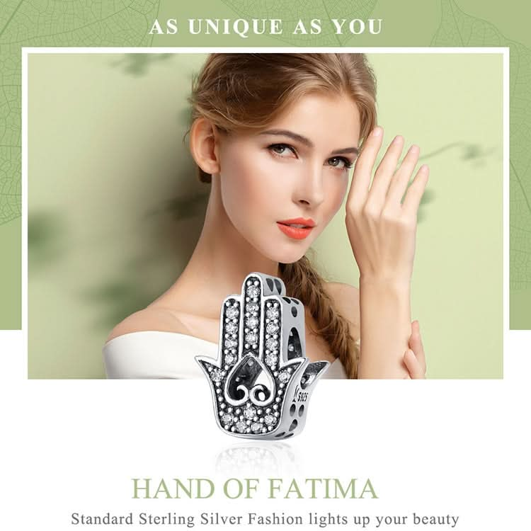 S925 Sterling Silver Personality Hand of Fatima Beads DIY Bracelet Accessories