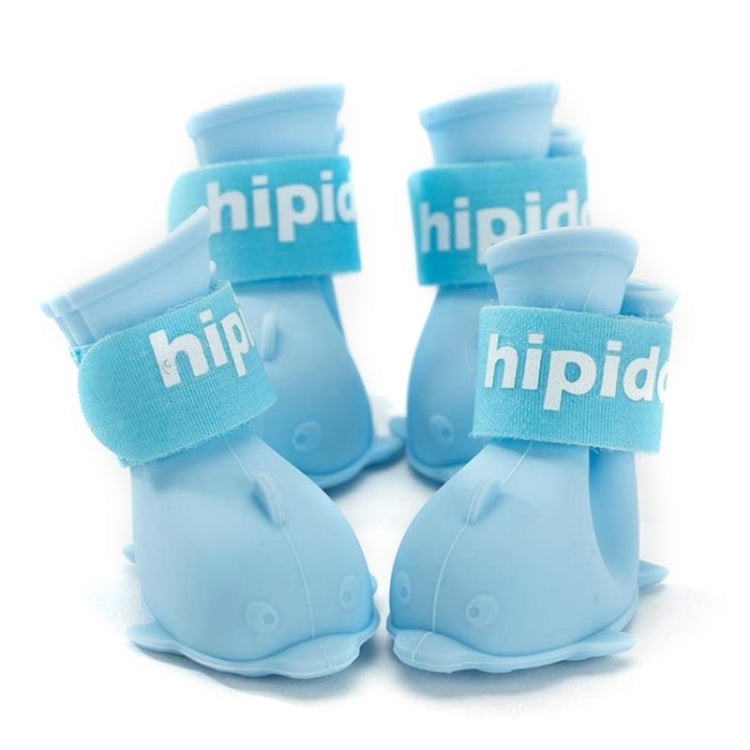 4 PCS/Set  Cartoon Dog Shoes Pet Silicone Waterproof Rain Boots, Size: S(Blue)-Reluova