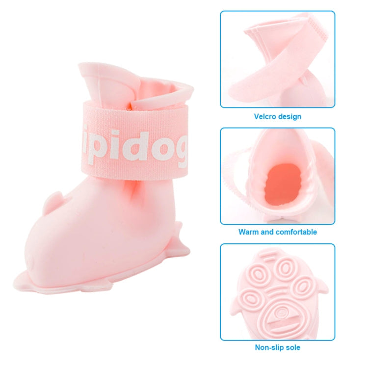 4 PCS/Set  Cartoon Dog Shoes Pet Silicone Waterproof Rain Boots, Size: S(Blue)-Reluova