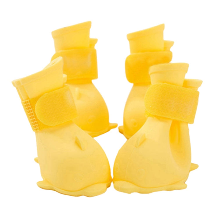 4 PCS/Set  Cartoon Dog Shoes Pet Silicone Waterproof Rain Boots, Size: S(Yellow)-Reluova