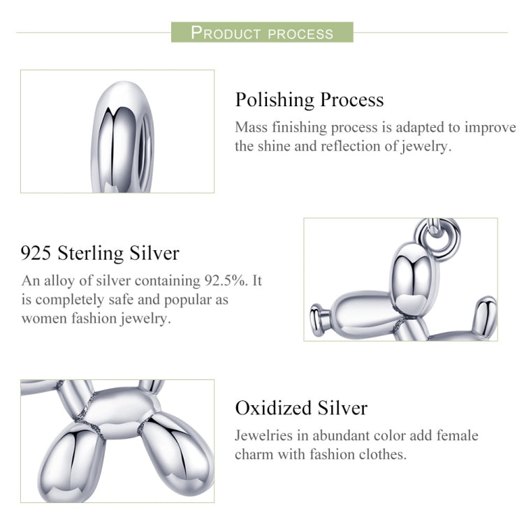 S925 Sterling Silver Cute Balloon Dog Charm DIY Bracelet Accessory