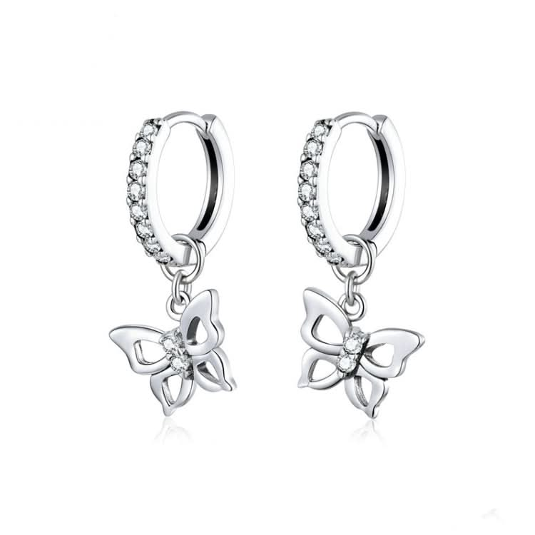 Butterfly S925 Sterling Silver Earrings Hollow Zircon Earrings Reluova