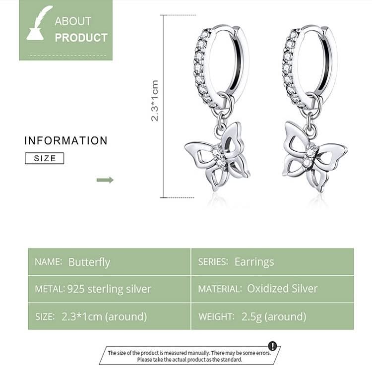 Butterfly S925 Sterling Silver Earrings Hollow Zircon Earrings Reluova