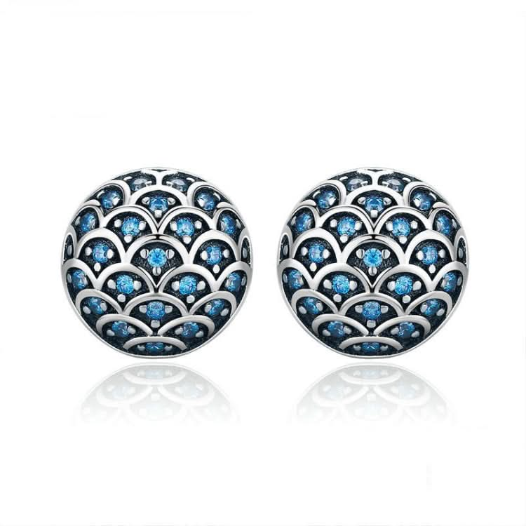 S925 Sterling Silver Wave Pattern Earrings Inlaid Blue Crystal Earrings Reluova