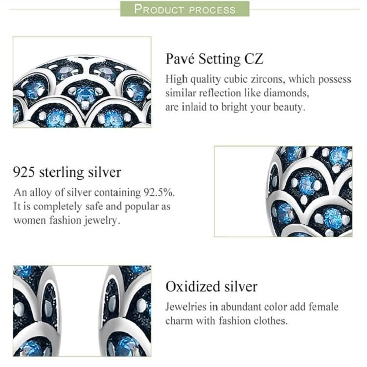 S925 Sterling Silver Wave Pattern Earrings Inlaid Blue Crystal Earrings Reluova