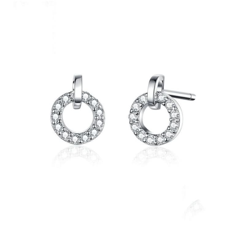 S925 Sterling Silver Small Circle Earrings Platinum Plated Zircon Silver Earrings Reluova