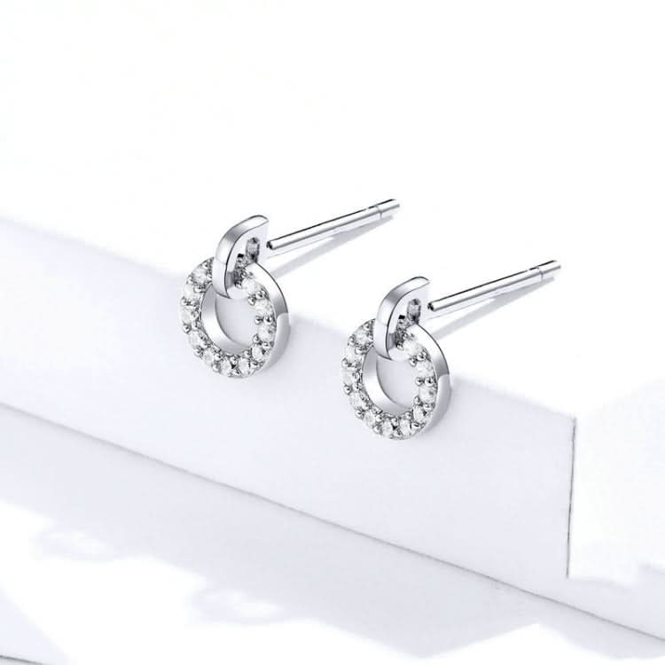 S925 Sterling Silver Small Circle Earrings Platinum Plated Zircon Silver Earrings Reluova