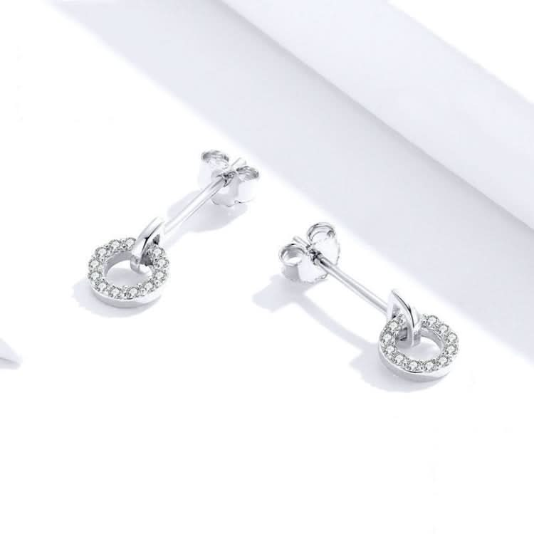 S925 Sterling Silver Small Circle Earrings Platinum Plated Zircon Silver Earrings Reluova