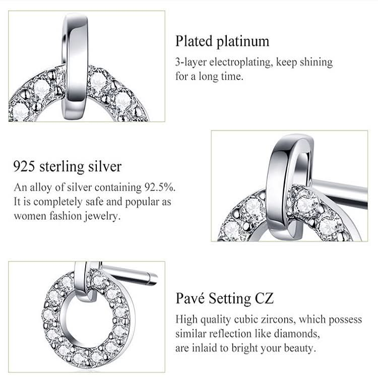 S925 Sterling Silver Small Circle Earrings Platinum Plated Zircon Silver Earrings Reluova