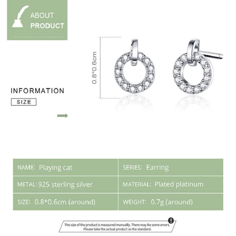 S925 Sterling Silver Small Circle Earrings Platinum Plated Zircon Silver Earrings Reluova