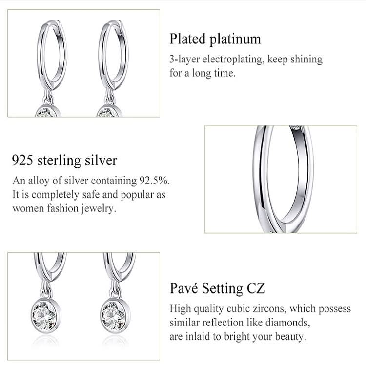 S925 Sterling Silver Platinum-plated Earrings Temperament Zircon Earrings Reluova