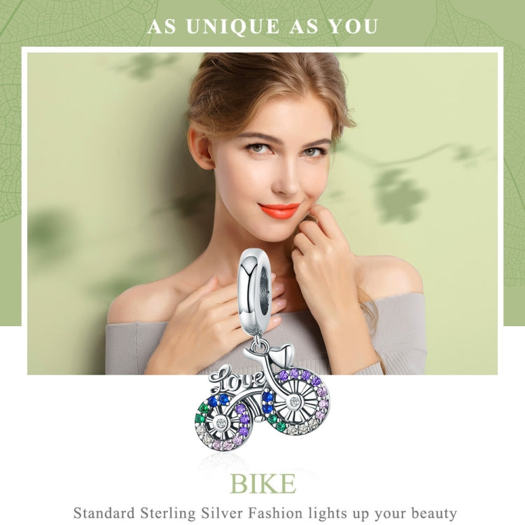 S925 Sterling Silver Bicycle Pendant Color Inlaid Zircon Beads DIY Bracelet Charm Accessories Reluova