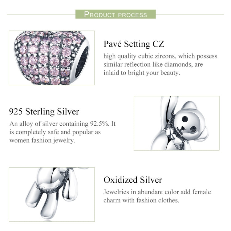 S925 Sterling Silver Bear Balloon Heart-shaped Inlaid Zirconium Diamond DIY Bead Bracelet Accessories Reluova