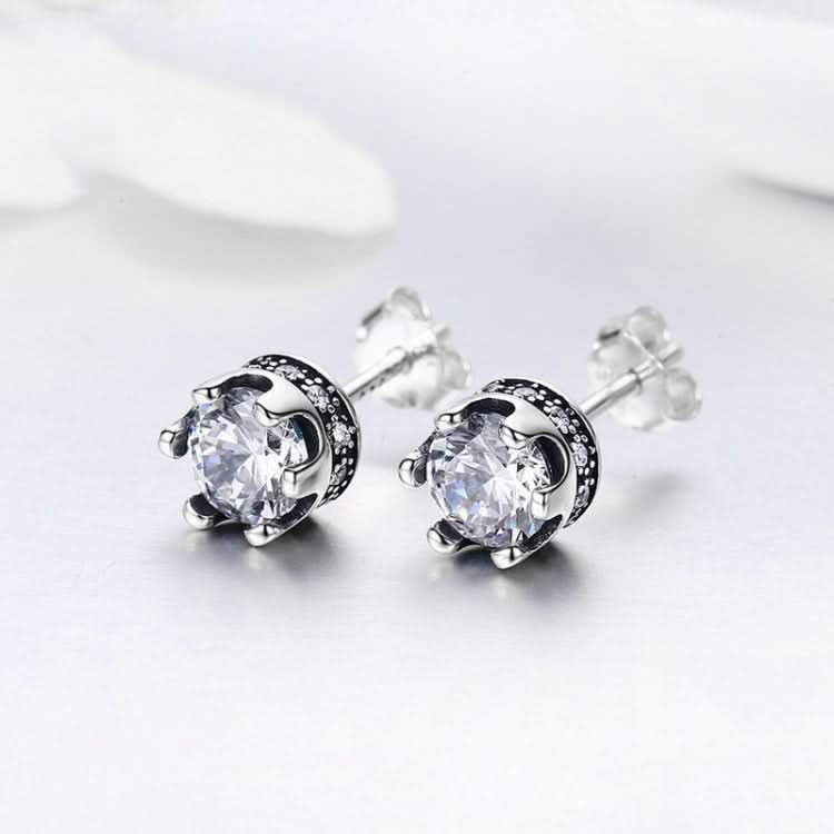 Crown S925 Sterling Silver Women Earrings With Zircon Earrings Reluova