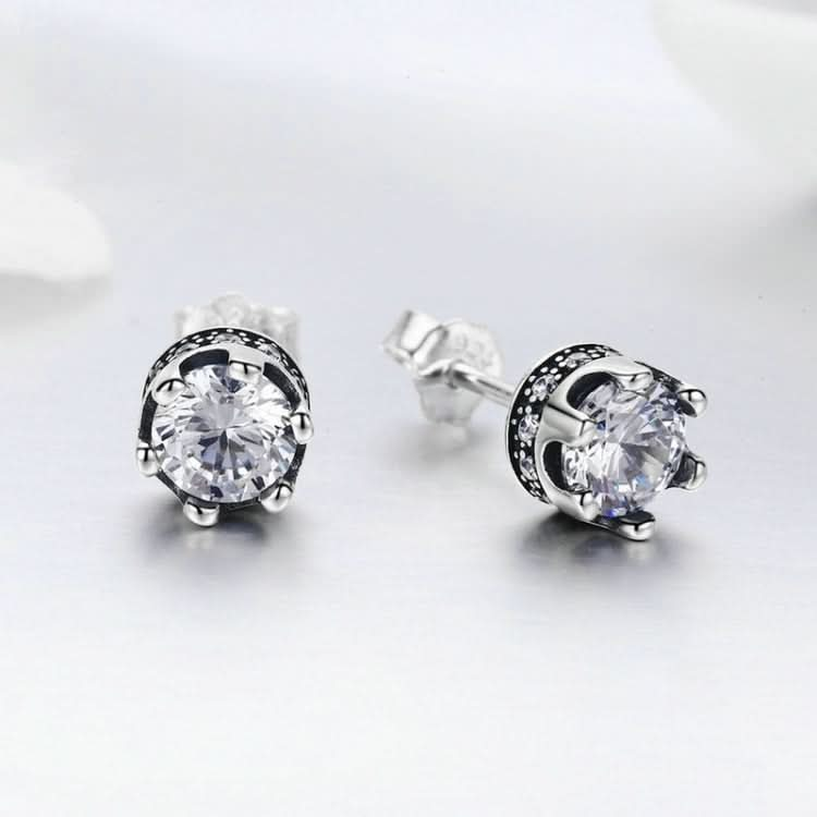 Crown S925 Sterling Silver Women Earrings With Zircon Earrings Reluova