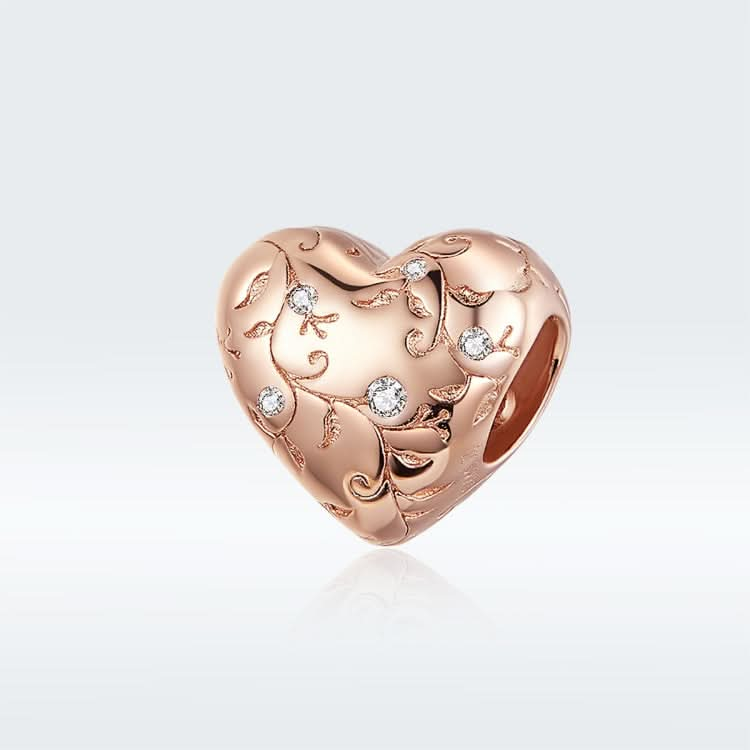 S925 Sterling Silver Heart-shaped Retro Pattern Rose Gold Plated Beads DIY Bracelet Accessory Reluova