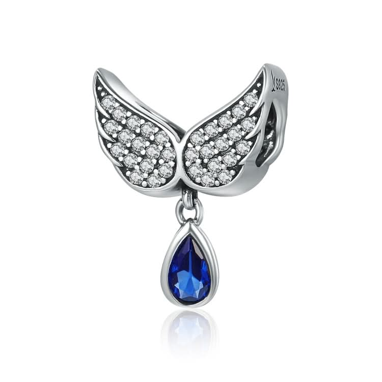 S925 Sterling Silver Blue Wings Drop Shaped Loose Beads DIY Bracelet Accessories