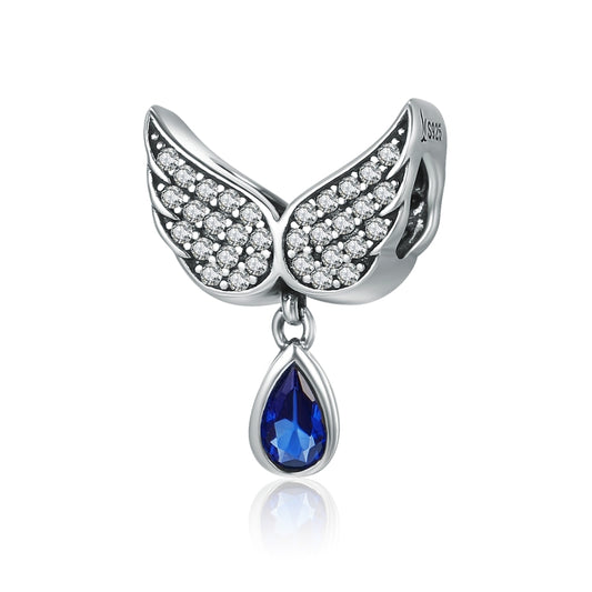 S925 Sterling Silver Blue Wings Drop Shaped Loose Beads DIY Bracelet Accessories Reluova