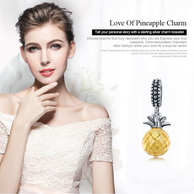 S925 Sterling Silver Fruit Series Pineapple Love Pendant DIY Bracelet Accessories