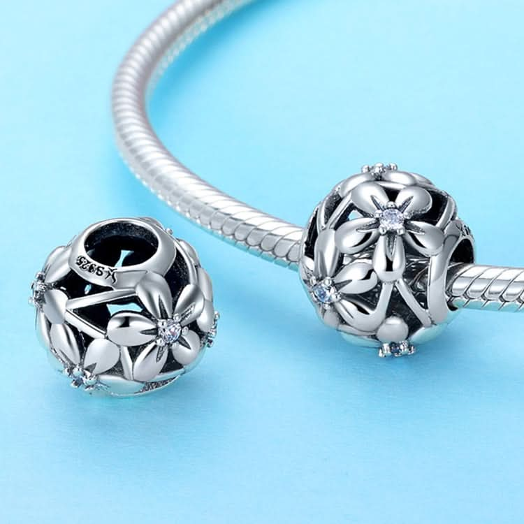 S925 Sterling Silver Flower Shape Dripping Oil Silver Beads DIY Bracelet Accessories