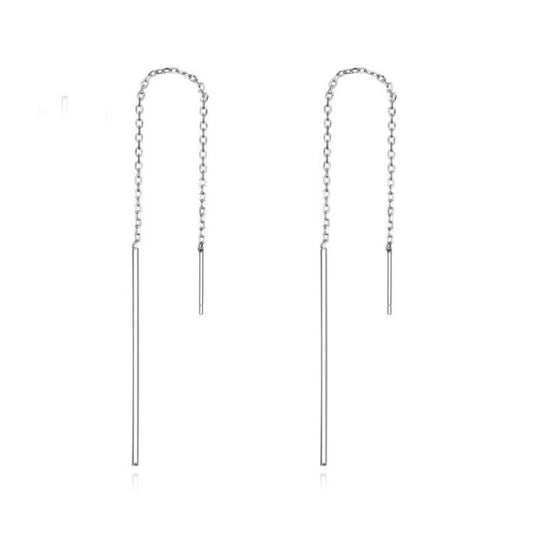 S925 Sterling Silver Stud Earrings Long Simple Ladies Earrings Reluova