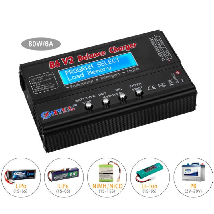 HTRC B6 V2 Balance Charger Intelligent Model Airplane Lithium Battery Charger, Reluova