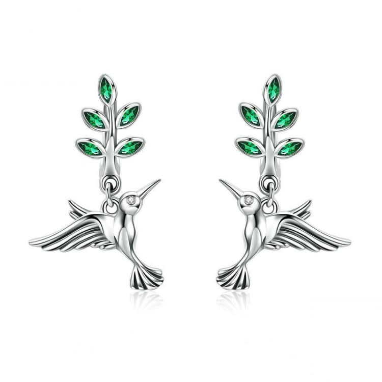 Hummingbird Greetings S925 Sterling Silver With Zircon Earrings Reluova