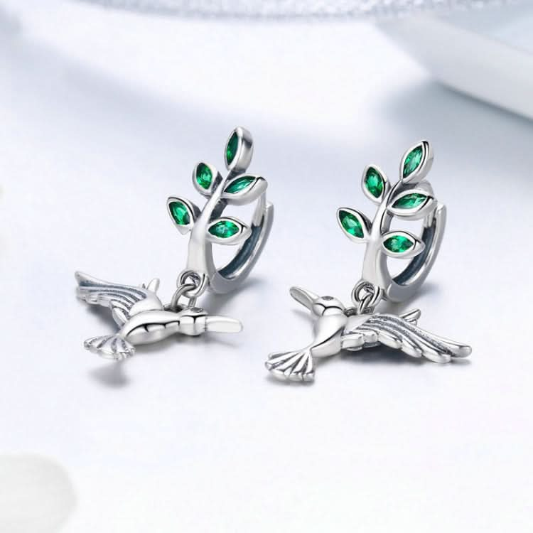 Hummingbird Greetings S925 Sterling Silver With Zircon Earrings Reluova