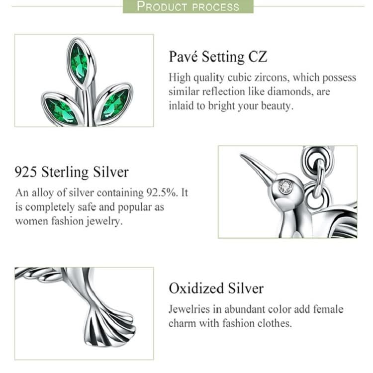 Hummingbird Greetings S925 Sterling Silver With Zircon Earrings Reluova