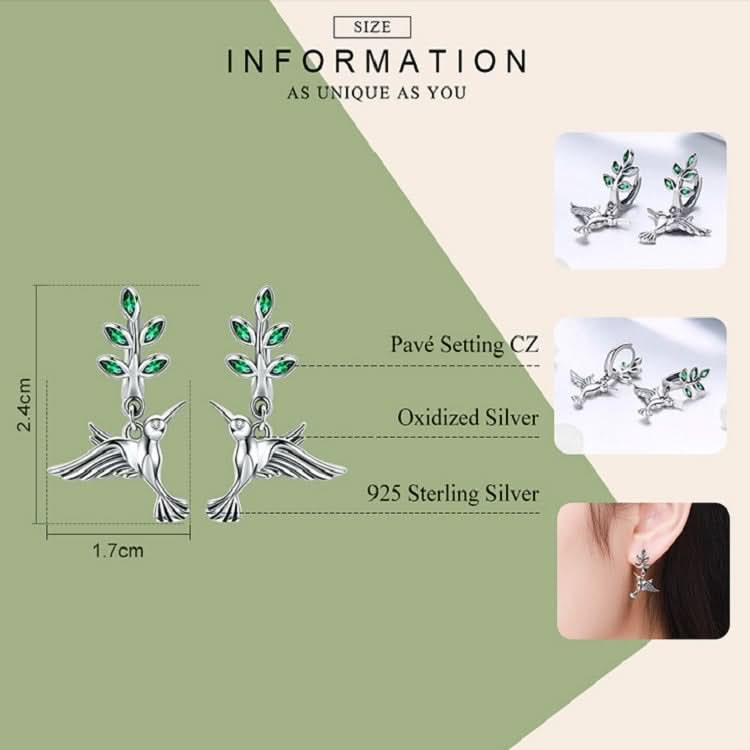 Hummingbird Greetings S925 Sterling Silver With Zircon Earrings Reluova