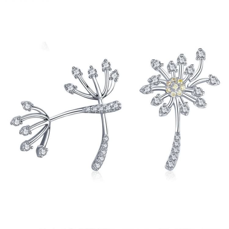 S925 Sterling Silver Earrings White Dandelion Love Platinum Plated Women Earrings Reluova