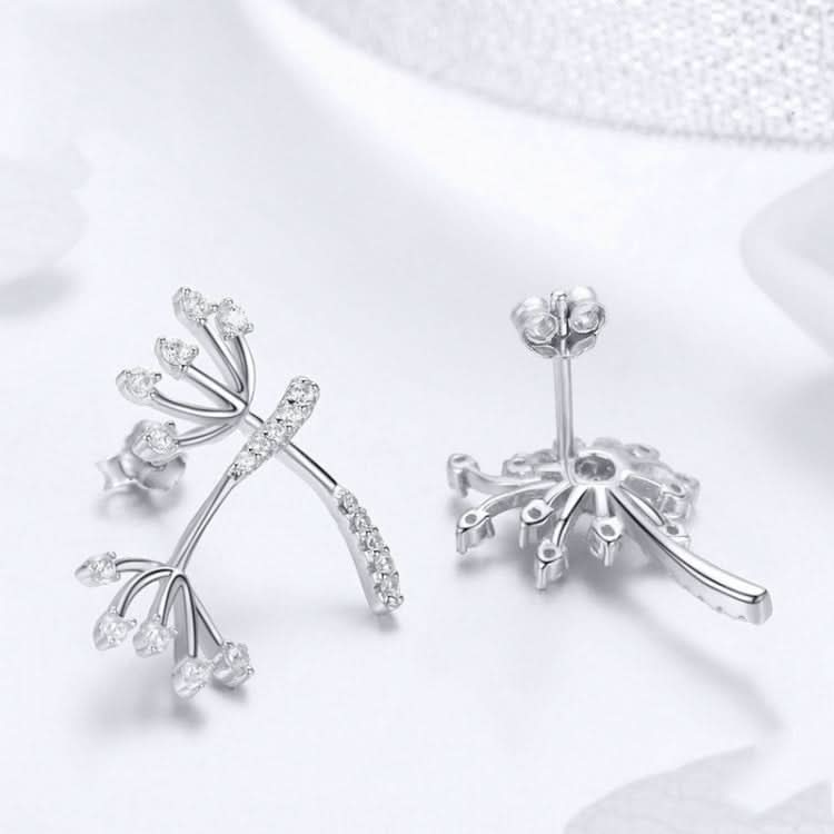 S925 Sterling Silver Earrings White Dandelion Love Platinum Plated Women Earrings Reluova