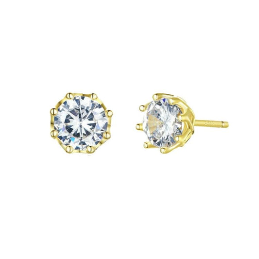 Sterling Silver Zircon Earrings S925 Sterling Silver Gold-plated Earrings Reluova