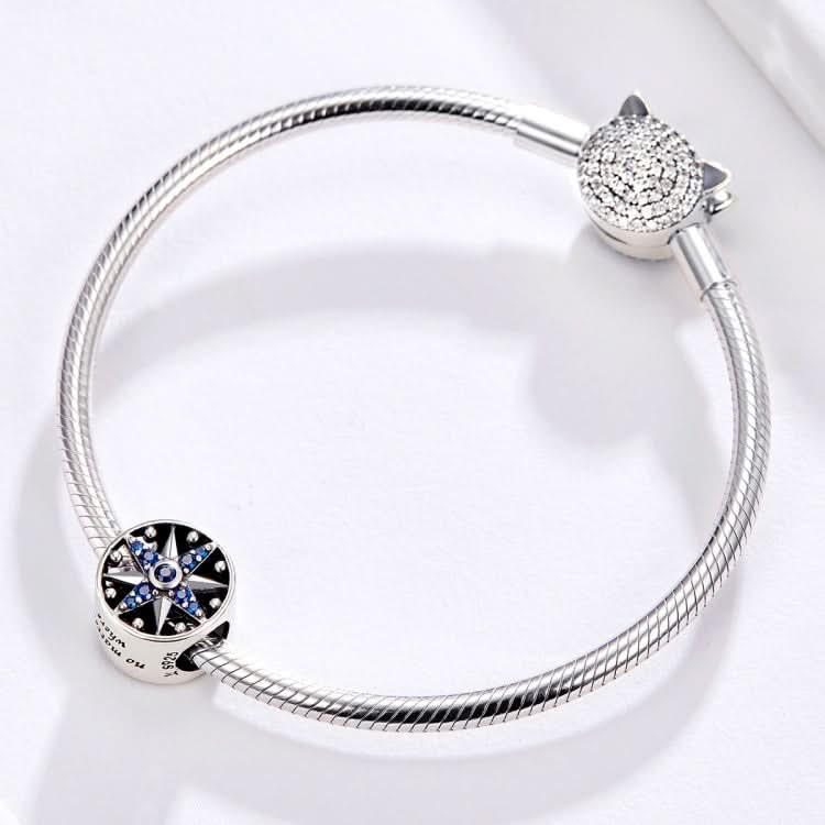 S925 Sterling Silver Sailing Journey Blue Inlaid Zircon Hollow Charm DIY Bracelet Accessories