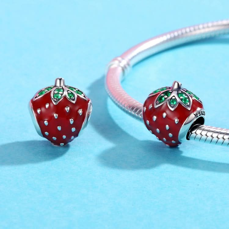 S925 Sterling Silver Strawberry Drop Oil Loose Beads DIY Bracelet Accessories Reluova