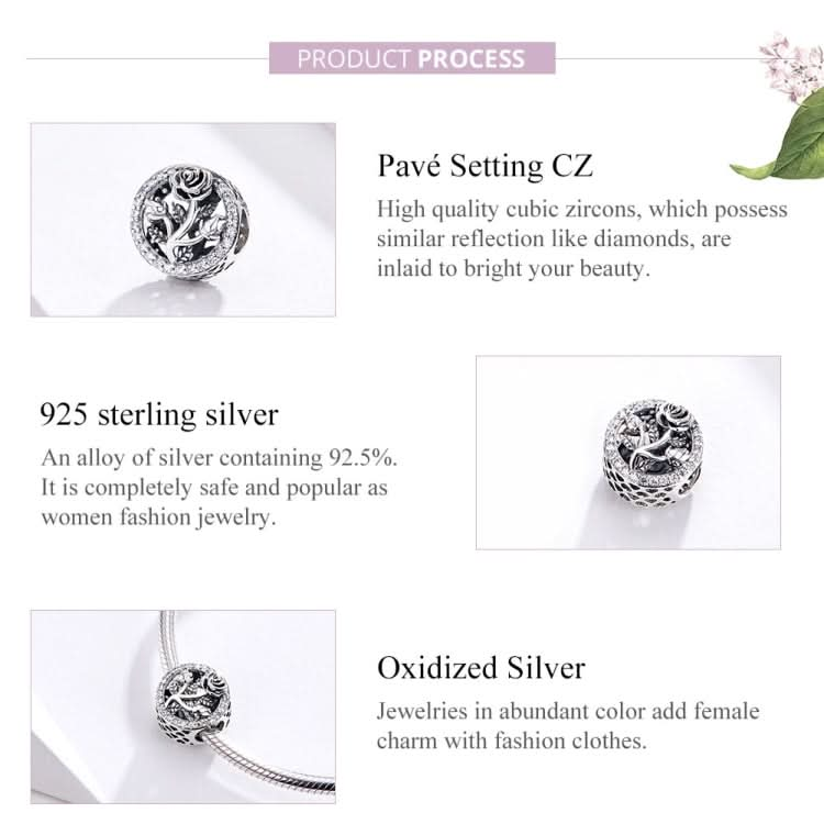 S925 Sterling Silver Rose Flower Beaded DIY Bracelet Accessories