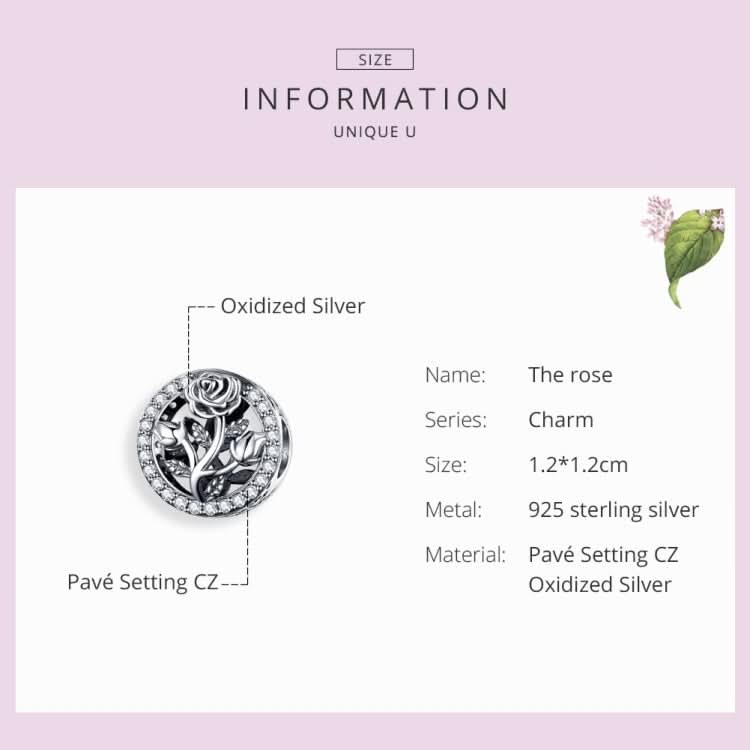 S925 Sterling Silver Rose Flower Beaded DIY Bracelet Accessories