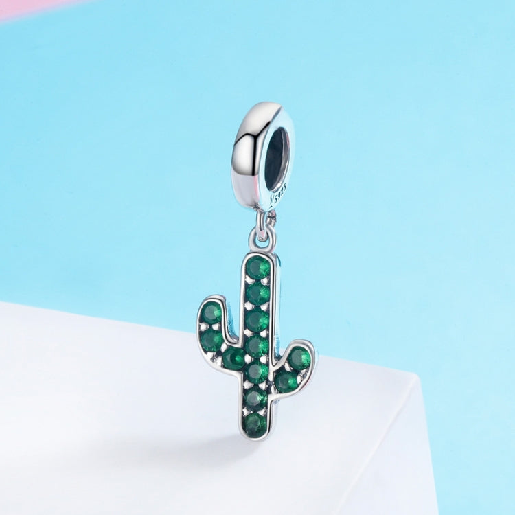 Fresh Cactus DIY Beaded Ladies Bracelet Accessories S925 Sterling Silver Charm