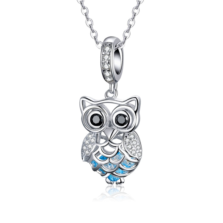 S925 Sterling Silver Blue Zircon Movable Owl Pendant DIY Bracelet Accessories Reluova